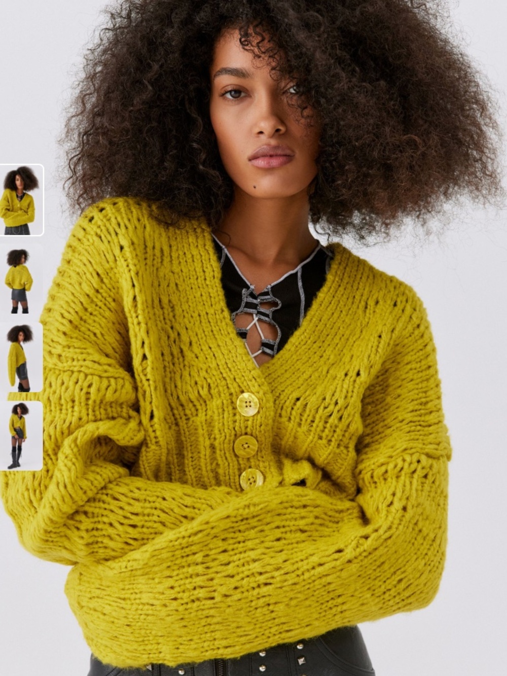 Urban Outfitters UO Nuuly Sydney Cropped Chunky Balloon Sleeve Cardigan